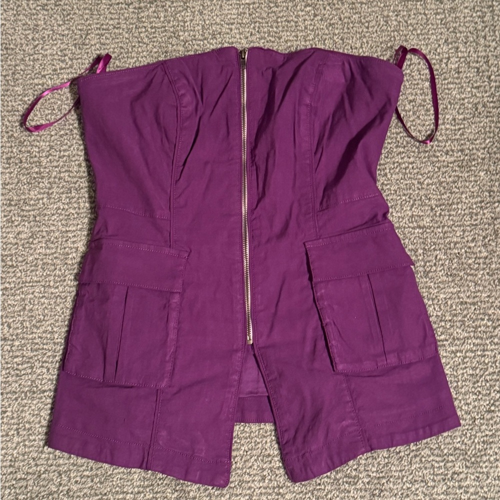 Anthropologie Maeve Purple Strapless Top